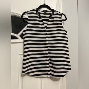 Ann Taylor Black and White Striped Blouse